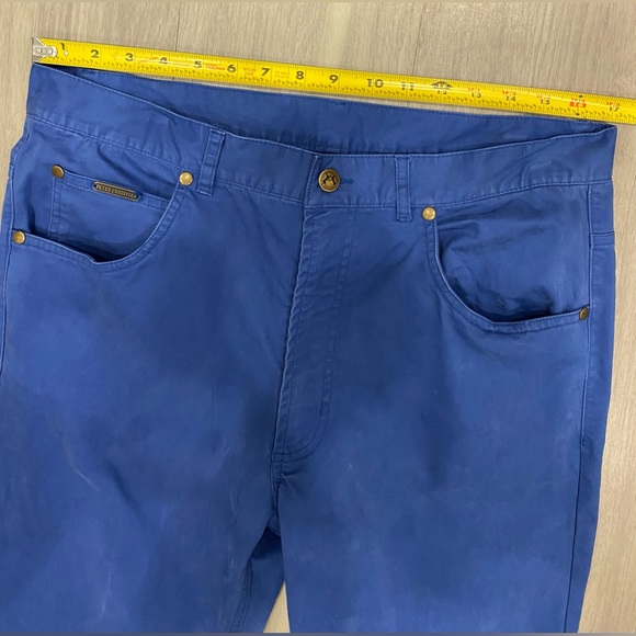 Peter Christian Chino Pants Mens Size 34x32 Blue Flat Front Trouser *Stains* - Picture 2 of 10